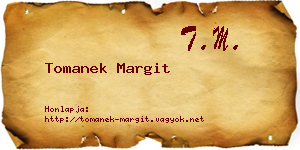 Tomanek Margit névjegykártya